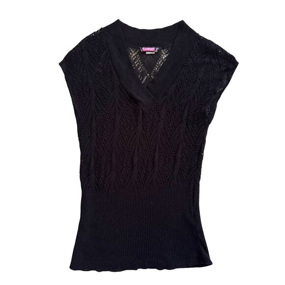 Say What USA Open Knit Top Women's M L XL Black fairygrunge Whimsygoth Vintage - Picture 6 of 14